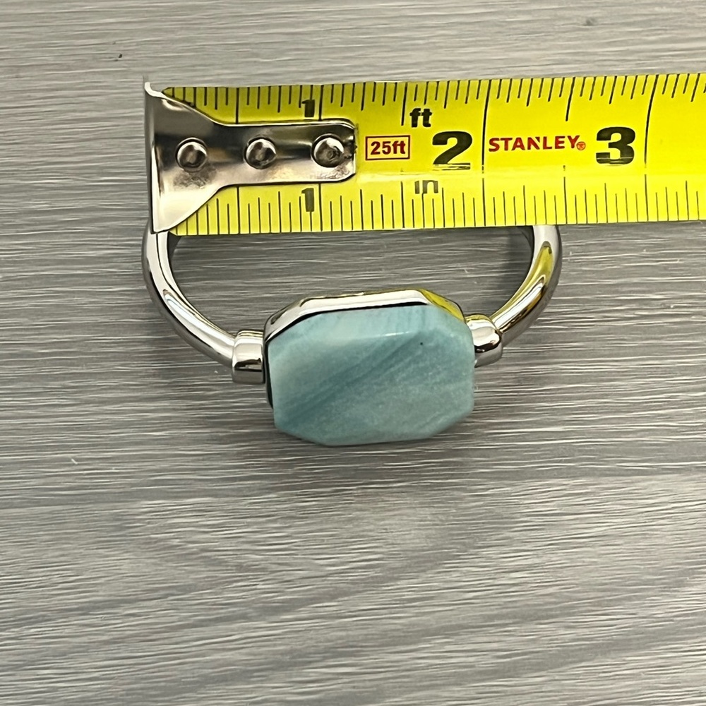 Silver Hinged Bangle Bracelet With Turquoise Ston… - image 6